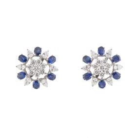 White Gold Diamond and Sapphire Earrings White Gold Diamond and Sapphire Earrings